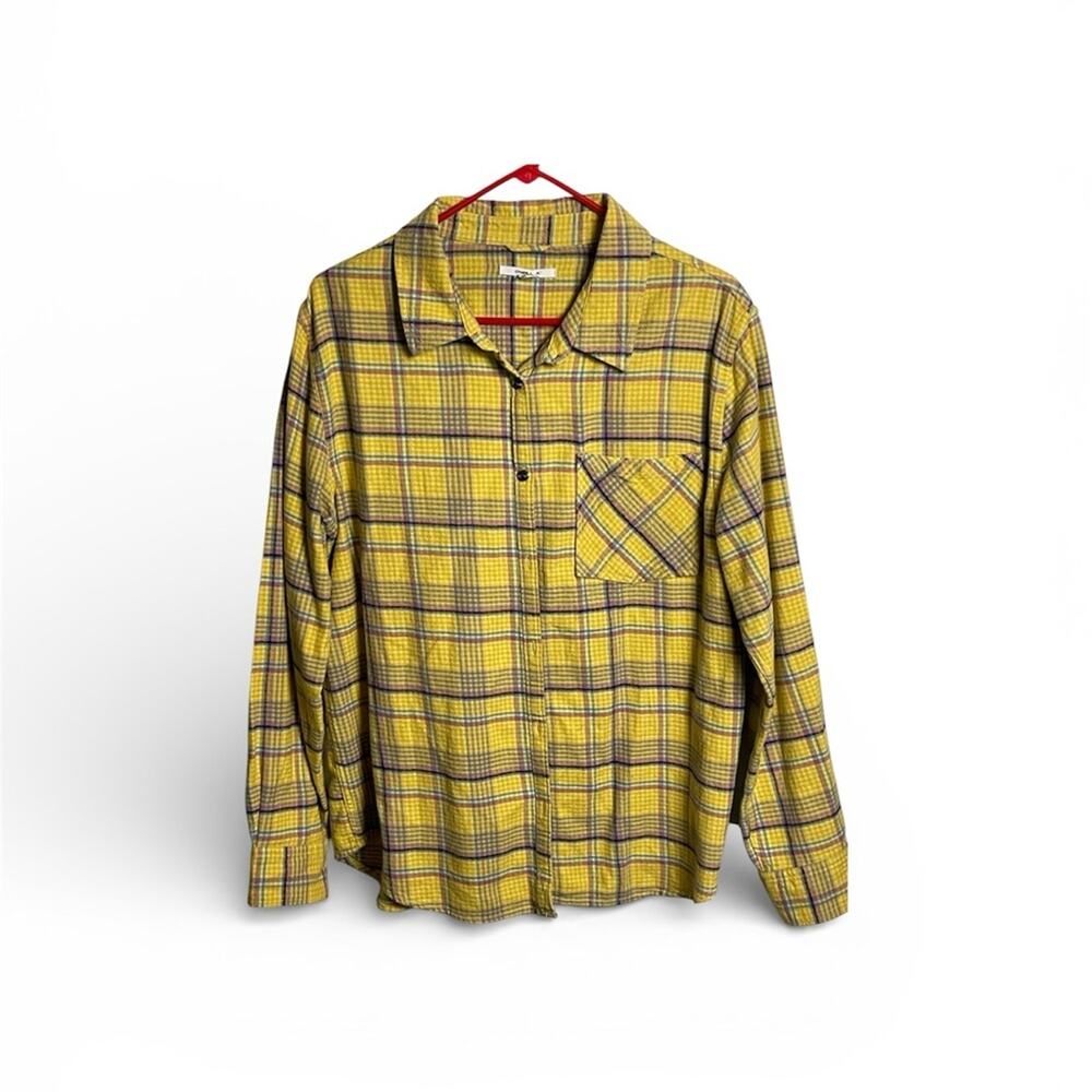 O'Neill Yellow and Blue Plaid Shirt Size Large